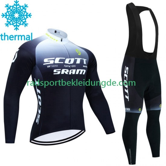 Scott Sram 2023 Herren Radtrikot Langarm + Trägerhose Lange (Winter Thermal Fleece)