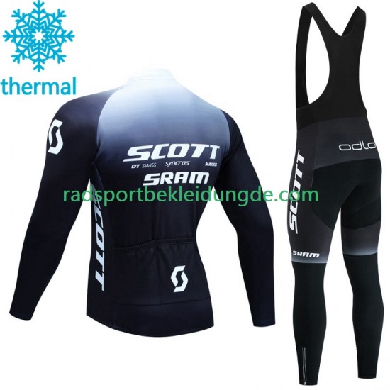Scott Sram 2023 Herren Radtrikot Langarm + Trägerhose Lange (Winter Thermal Fleece)