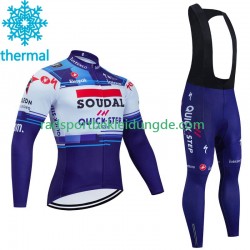 Soudal Quickstep 2023 Herren Radtrikot Langarm + Trägerhose Lange (Winter Thermal Fleece)