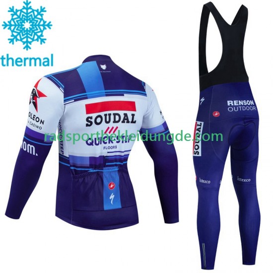 Soudal Quickstep 2023 Herren Radtrikot Langarm + Trägerhose Lange (Winter Thermal Fleece)