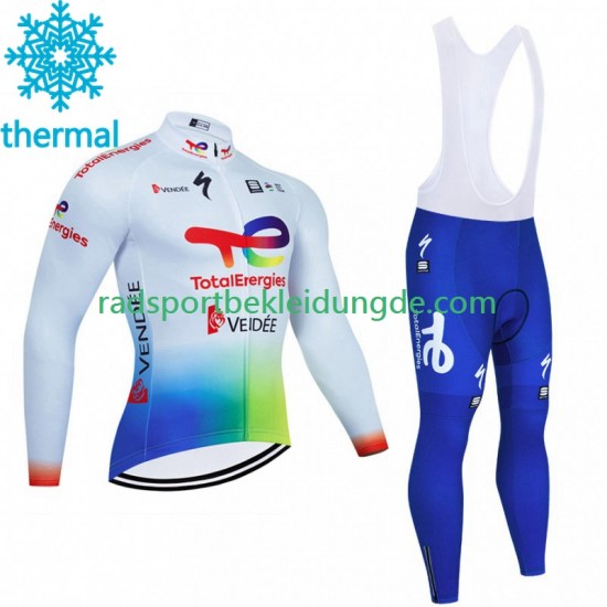 Totalenergies 2023 Herren Radtrikot Langarm + Trägerhose Lange (Winter Thermal Fleece)
