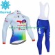 Totalenergies 2023 Herren Radtrikot Langarm + Trägerhose Lange (Winter Thermal Fleece)
