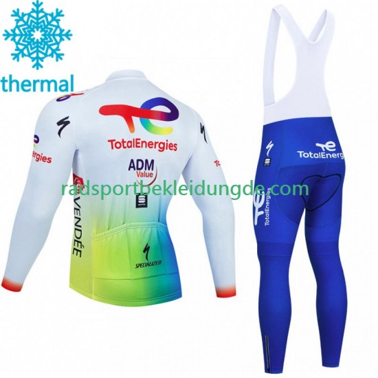 Totalenergies 2023 Herren Radtrikot Langarm + Trägerhose Lange (Winter Thermal Fleece)
