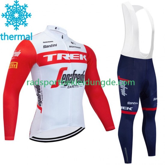Trek Segafredo 2023 Herren Radtrikot Langarm + Trägerhose Lange (Winter Thermal Fleece) N001