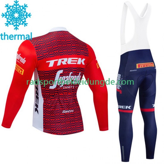 Trek Segafredo 2023 Herren Radtrikot Langarm + Trägerhose Lange (Winter Thermal Fleece) N001