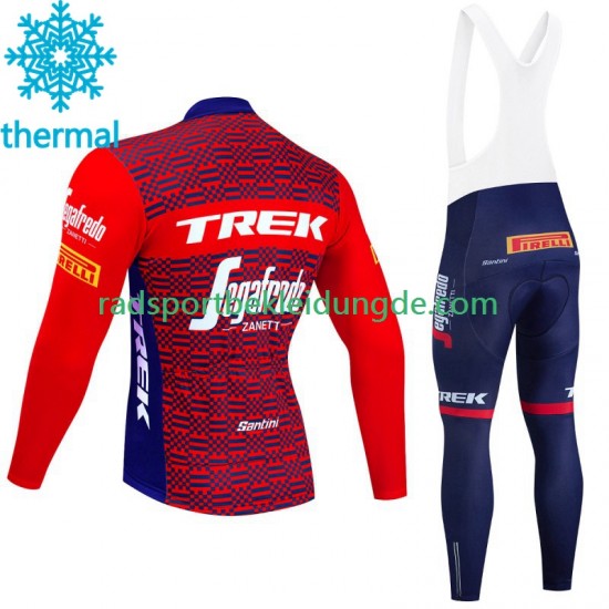 Trek Segafredo 2023 Herren Radtrikot Langarm + Trägerhose Lange (Winter Thermal Fleece) N002