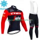Trek Segafredo 2023 Herren Radtrikot Langarm + Trägerhose Lange (Winter Thermal Fleece)