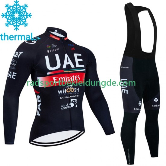 Uae Emirates 2023 Herren Radtrikot Langarm + Trägerhose Lange (Winter Thermal Fleece) N001