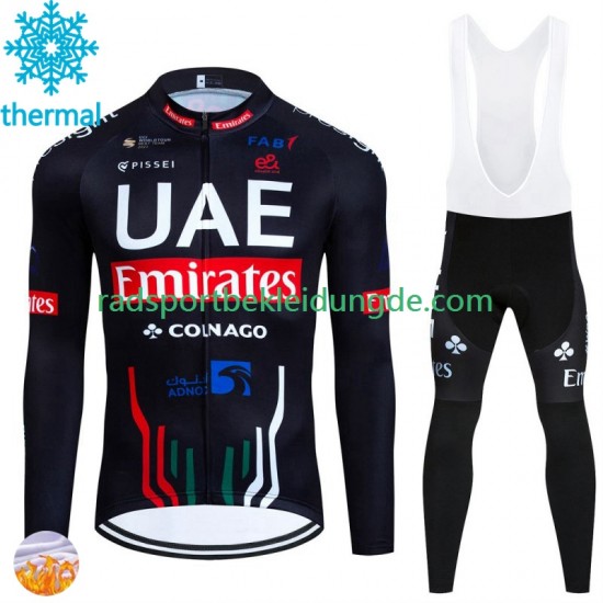 Uae Emirates 2024 Herren Radtrikot Langarm + Trägerhose Lange (Winter Thermal Fleece) N001