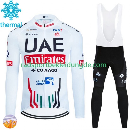 Uae Emirates 2024 Herren Radtrikot Langarm + Trägerhose Lange (Winter Thermal Fleece)