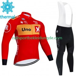 Uno X 2023 Herren Radtrikot Langarm + Trägerhose Lange (Winter Thermal Fleece)