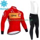 Uno X 2023 Herren Radtrikot Langarm + Trägerhose Lange (Winter Thermal Fleece)