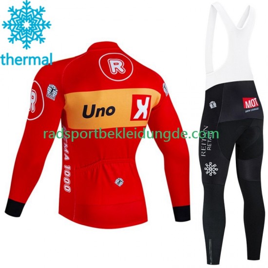 Uno X 2023 Herren Radtrikot Langarm + Trägerhose Lange (Winter Thermal Fleece)