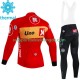 Uno X 2023 Herren Radtrikot Langarm + Trägerhose Lange (Winter Thermal Fleece)