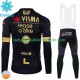 Visma Lease A Bike 2024 Herren Radtrikot Langarm + Trägerhose Lange (Winter Thermal Fleece) N001