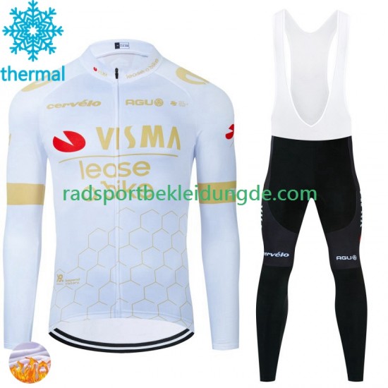 Visma Lease A Bike 2024 Herren Radtrikot Langarm + Trägerhose Lange (Winter Thermal Fleece) N002