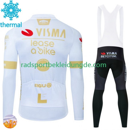 Visma Lease A Bike 2024 Herren Radtrikot Langarm + Trägerhose Lange (Winter Thermal Fleece) N002