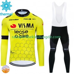 Visma Lease A Bike 2024 Herren Radtrikot Langarm + Trägerhose Lange (Winter Thermal Fleece)