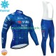Visma Lease A Bike Tdf 2024 Blanc Herren Radtrikot Langarm + Trägerhose Lange (Winter Thermal Fleece)