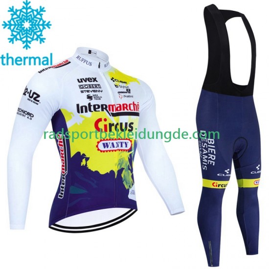 Wanty Circus 2023 Herren Radtrikot Langarm + Trägerhose Lange (Winter Thermal Fleece)
