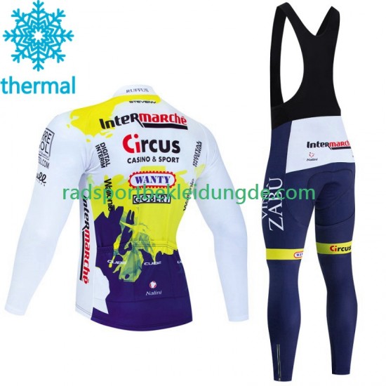 Wanty Circus 2023 Herren Radtrikot Langarm + Trägerhose Lange (Winter Thermal Fleece)