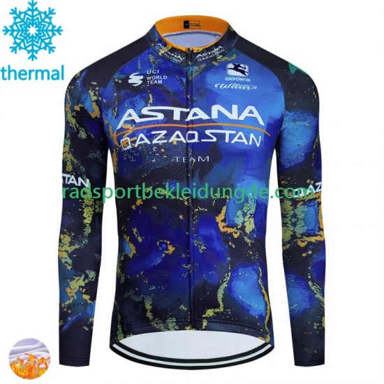 Astana Qazaqstan 2024 Herren Radtrikot (Winter Thermal Fleece)