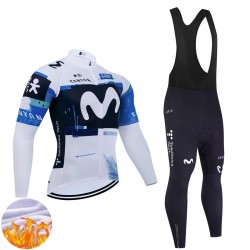 Movistar Team 2025 Herren Radtrikot Langarm + Trägerhose Lange (Winter Thermal Fleece) N001