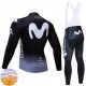 Movistar Team 2025 Herren Radtrikot Langarm + Trägerhose Lange (Winter Thermal Fleece)