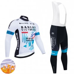 Team Bahrain Victorious 2025 Herren Radtrikot Langarm + Trägerhose Lange (Winter Thermal Fleece)