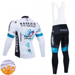 Team Bahrain Victorious 2025 Herren Radtrikot Langarm + Trägerhose Lange (Winter Thermal Fleece)