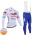Team TotalEnergies 2025 Herren Radtrikot Langarm + Trägerhose Lange (Winter Thermal Fleece)