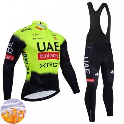UAE Team Emirates XRG 2025 Herren Radtrikot Langarm + Trägerhose Lange (Winter Thermal Fleece)