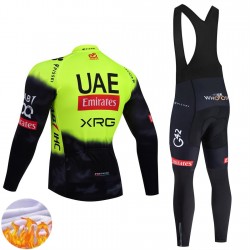 UAE Team Emirates XRG 2025 Herren Radtrikot Langarm + Trägerhose Lange (Winter Thermal Fleece)