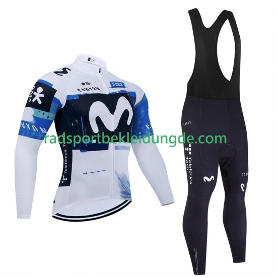 Pro Movistar 2025 Herren Radtrikot Langarm + Trägerhose Lange