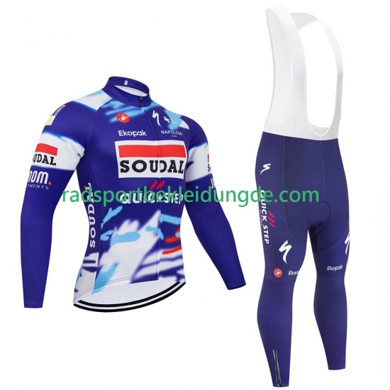 Pro Soudal Quick Step 2025 Herren Radtrikot Langarm + Trägerhose Lange