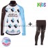 Radtrikot Langarm + Radhose Lange 2017 AG2R La Mondiale Kinder Winter Thermal Fleece M001