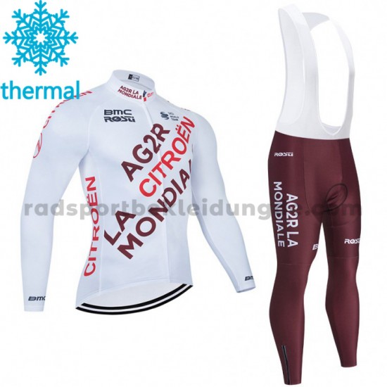 Radtrikot Langarm + Trägerhose Lange 2021 AG2R Citroen Team Winter Thermal Fleece M001
