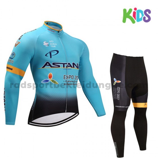 Radtrikot Langarm + Radhose Lange 2017 Astana Pro Team Kinder M001