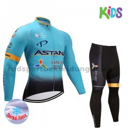 Radtrikot Langarm + Radhose Lange 2017 Astana Pro Team Kinder Winter Thermal Fleece M001