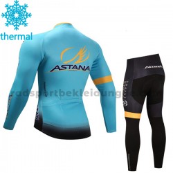Radtrikot Langarm + Radhose Lange 2017 Astana Pro Team Kinder Winter Thermal Fleece M001