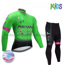 Radtrikot Langarm + Radhose Lange 2017 Astana Pro Team Kinder Winter Thermal Fleece M002