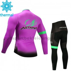 Radtrikot Langarm + Radhose Lange 2017 Astana Pro Team Kinder Winter Thermal Fleece M003