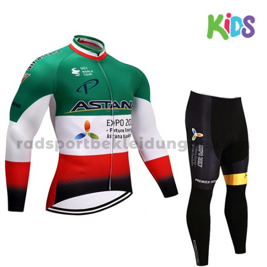 Radtrikot Langarm + Radhose Lange 2017 Astana Pro Team Kinder M004