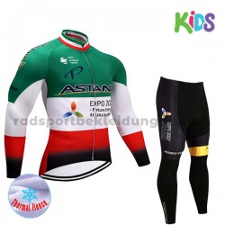 Radtrikot Langarm + Radhose Lange 2017 Astana Pro Team Kinder Winter Thermal Fleece M004