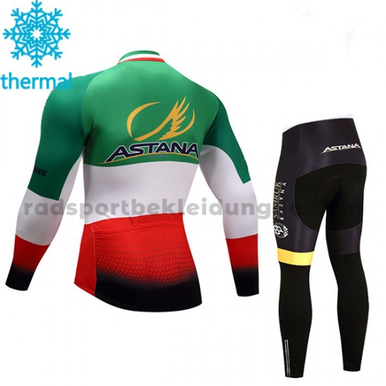 Radtrikot Langarm + Radhose Lange 2017 Astana Pro Team Kinder Winter Thermal Fleece M004