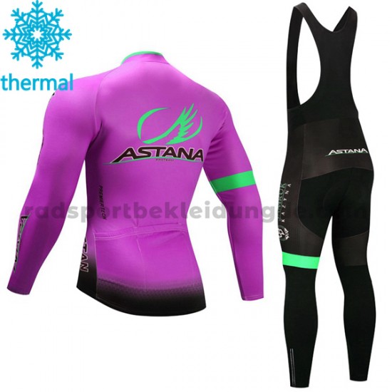 Radtrikot Langarm + Trägerhose Lange 2017 Astana Pro Team Winter Thermal Fleece M003