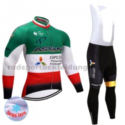 Radtrikot Langarm + Trägerhose Lange 2017 Astana Pro Team Winter Thermal Fleece M004