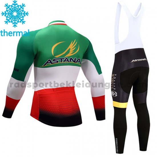 Radtrikot Langarm + Trägerhose Lange 2017 Astana Pro Team Winter Thermal Fleece M004