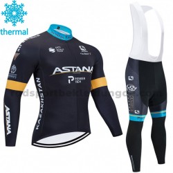 Radtrikot Langarm + Trägerhose Lange 2020 Astana Pro Team Winter Thermal Fleece M002