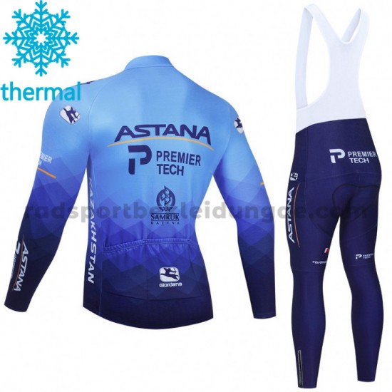 Radtrikot Langarm + Trägerhose Lange 2021 Astana–Premier Tech Winter Thermal Fleece M001